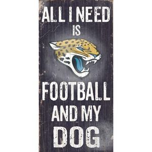 Jacksonville Jaguars Football & My Dog Wooden Sign NFL Pet Black Wall New Retro